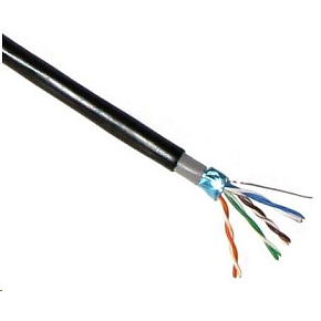Kábel FTP LYNX Cat5E, drôt, dvojitý vonkajší PE+PVC, čierny, 305 m cievka Kábel FTP LYNX Cat5E, drôt, dvojitý vonkajší PE+PVC, čierny, 305 m cievka