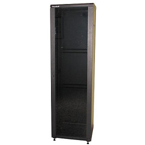 XtendLan 19" stojanový rozvaděč 47U 600x800, nosnost 800kg, skleněné dveře, plná záda, kolečka, rozložený, černý XtendLan 19" stojanový rozvaděč 47U 600x800, nosnost 800kg, skleněné dveře, plná záda, kolečka, rozložený, černý