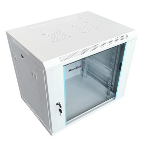 XtendLan 19" nástěnný rozvaděč 12U 600x600, nosnost 60 kg, skleněné dveře, rozložený, šedý XtendLan 19" nástěnný rozvaděč 12U 600x600, nosnost 60 kg, skleněné dveře, rozložený, šedý
