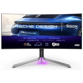 AOC MT OLED LCD WLED 34" PD34 - OLED panel, 3440x1440, 240Hz, 0,03ms, 2xHDMI, DP, USB-C, USB 3.2, repro, zakriven