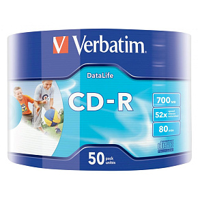 VERBATIM CD-R (50-pack)Spindle/Extra Protection Datalife Inkjet Printable Wrap /52x/700MB WRAP VERBATIM CD-R (50-pack)Spindle/Extra Protection Datalife Inkjet Printable Wrap /52x/700MB WRAP