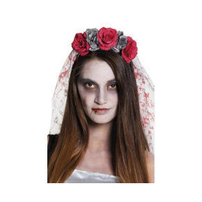 Doplnok ku kostýmu Nevesta z hororu - závoj, tiara