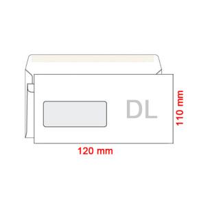 Obálky DL 110x120 mm s okienkom v ľavo, 1000 ks