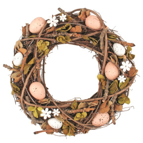 Veľkonočný veniec 35 x 35 x 8 cm, hnedý