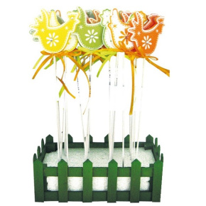 Sliepočka drevená 5 x 5 x 0,5 cm + špajľa (mix /cena 1ks)