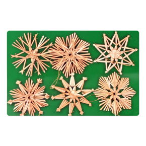 Vianočné ozdoby - slamené 8 cm, set 6ks