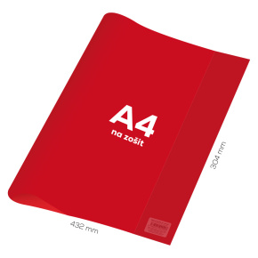 Obal na zošit A4 PVC 432x304 mm - transparentný/červený