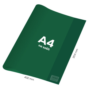 Obal na zošit A4 PVC 432x304 mm - transparentný/zelený