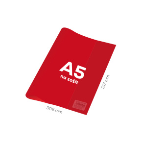 Obal na zošit A5 PVC 306x217 mm - transparentný/červený