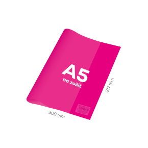 Obal na zošit A5 PVC 306x217 mm Neon Color - transparentný/ružový