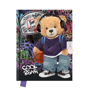 Pamätník JUNIOR 14x18 cm, 80 list. čistý so zámkom - Cool Bear