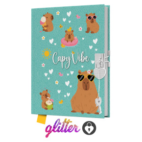 Pamätník JUNIOR 14x18 cm, 80 list. čistý so zámkom - Capy Vibe Pamätník JUNIOR 14x18 cm, 80 list. čistý so zámkom - Capy Vibe