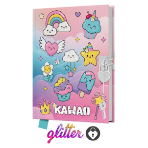 Pamätník JUNIOR 14x18 cm, 80 list. čistý so zámkom - Kawaii Pamätník JUNIOR 14x18 cm, 80 list. čistý so zámkom - Kawaii