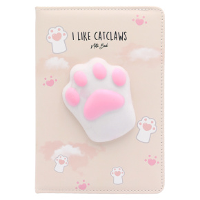 Detský zápisník A5, 80 listov, mäkká PU obálka - Cat Paw