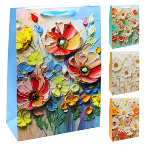 Darčeková taška 2049 Kvety, veľkosť L 30 x 12 x 40 cm (mix 4 dizajnov) Darčeková taška 2049 Kvety, veľkosť L 30 x 12 x 40 cm (mix 4 dizajnov)