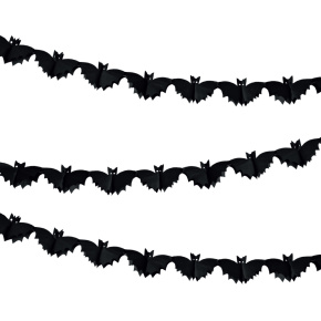 Girlanda papierová 3 m - čierne netopiere, Halloween