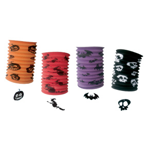 Lampión valcový 15,5 x 26 cm Halloween (mix 4 farieb /dizajnov, cena za 1 ks) Lampión valcový 15,5 x 26 cm Halloween (mix 4 farieb /dizajnov, cena za 1 ks)