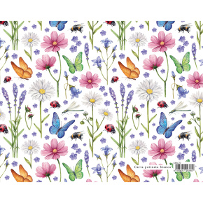 Darčekový baliaci papier GARDEN 70x100 cm - lúčne kvety a hmyz