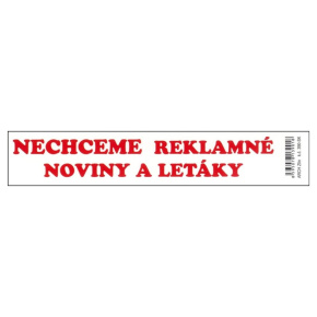 Samolepiaca etiketa  "Nechceme reklamné noviny a letáky"