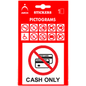Informačná samolepka Platba v hotovosti - Cash only (8 x 8 cm)