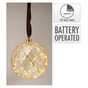 Vianočná LED guľa 20 cm so stuhou na zavesenie Vianočná LED guľa 20 cm so stuhou na zavesenie