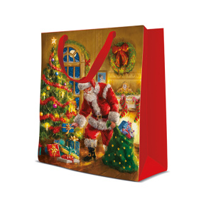 Darčeková taška vianočná 20x10x25 cm Santa is here Darčeková taška vianočná 20x10x25 cm Santa is here