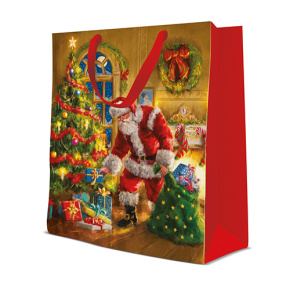 Darčeková taška vianočná 26,5x13x33,5 cm Santa is here Darčeková taška vianočná 26,5x13x33,5 cm Santa is here