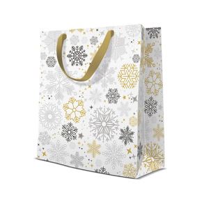 Darčeková taška vianočná 20x10x25 cm Metallic Snowflakes Darčeková taška vianočná 20x10x25 cm Metallic Snowflakes