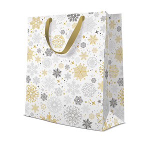 Darčeková taška vianočná 26,5x13x33,5 cm Metallic Snowflakes Darčeková taška vianočná 26,5x13x33,5 cm Metallic Snowflakes