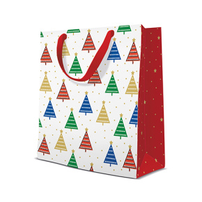 Darčeková taška vianočná 20x10x25 cm Colorful Christmas Trees Darčeková taška vianočná 20x10x25 cm Colorful Christmas Trees