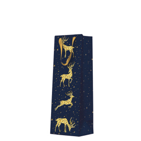 Darčeková taška vianočná 12x10x37 cm Gold Deer  PREMIUM Darčeková taška vianočná 12x10x37 cm Gold Deer  PREMIUM