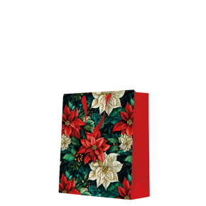 Darčeková taška vianočná 20x10x25 cm Poinsettia on black Darčeková taška vianočná 20x10x25 cm Poinsettia on black