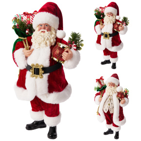 Postava Mikuláš s darčekmi 38 cm (2 varianty /cena je za 1 ks)