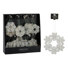 Dekorácia závesná - strieborná snehová vločka 12 cm /1ks Dekorácia závesná - strieborná snehová vločka 12 cm /1ks