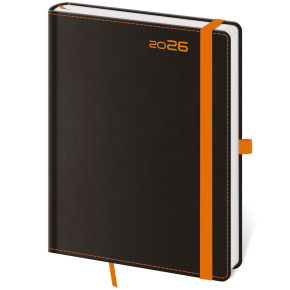 Diár 2026 týždenný A5 Black Orange s putkom na pero