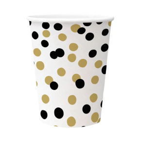 Papierový pohár PAW Eco 250 ml Confetti (gold-black) / 8 ks
