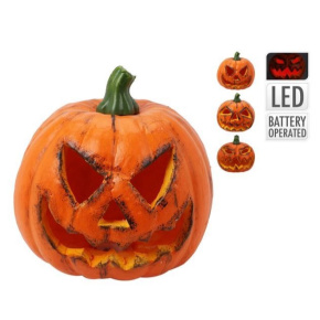 Tekvica 15x16 cm s LED svetlom, Halloween (3 dizajny)
