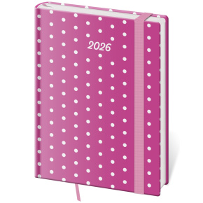 Diár 2026 denný B6 Vario - Pink s gumičkou