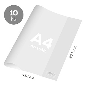 Obal na zošit A4 PVC 432x304 mm, hrubý 120 mic /transparentný, 10 ks Obal na zošit A4 PVC 432x304 mm, hrubý 120 mic /transparentný, 10 ks