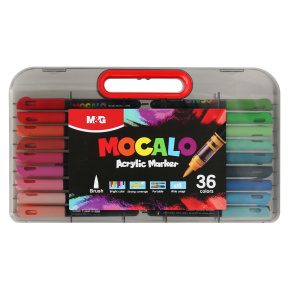 Popisovač M&G MOCALO Acrylic Marker, štetcový hrot - sada 36 farieb Popisovač M&G MOCALO Acrylic Marker, štetcový hrot - sada 36 farieb