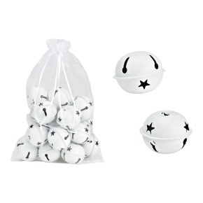 Dekorácia závesná - kovové rolničky priemer 5 cm (sada 18 ks vo vrecku) biele Dekorácia závesná - kovové rolničky priemer 5 cm (sada 18 ks vo vrecku) biele