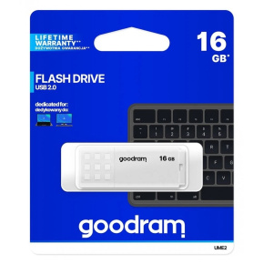 Goodram USB flash disk, USB 2.0, 16GB, biely, UME2-0160W0R11, USB A, s krytkou