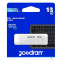 Goodram USB flash disk, USB 2.0, 16GB, biely, UME2-0160W0R11, USB A, s krytkou