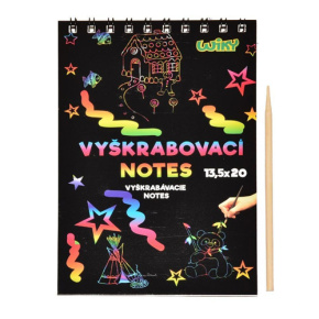 Vyškrabovací notes dúhový A5, 10 listov + bambusové pero
