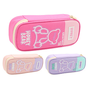 Puzdro na perá 1-zipsové s chlopňou, prázdne - Honey Bear - medveď (mix 3 farieb)