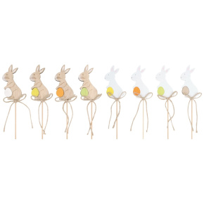 Drevený zajac 4 x 7,5 x 0,5 cm + špajľa (mix /cena 1ks)