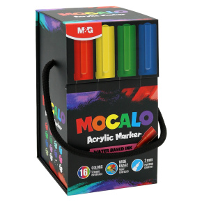 Popisovač M&G MOCALO Acrylic Marker 2 mm - sada 16 farieb