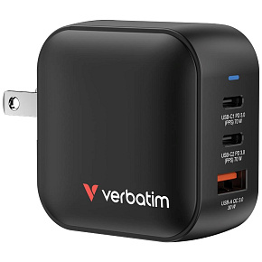 VERBATIM GaN Nabíječka Mini GaN 70W, 2xUSB-C, 1x USB-A, černá