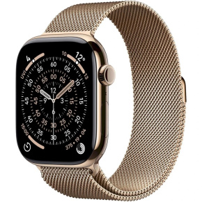 Apple Watch Series 11 GPS + Cellular 46mm Gold Titanium Case with Gold Milanese Loop - M/L