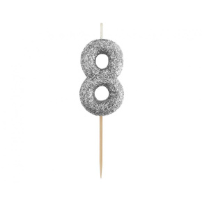 Sviečka tortová B&C - číslica "8" glitter čierna 11 cm Sviečka tortová B&C - číslica "8" glitter čierna 11 cm